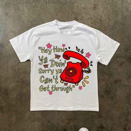 'HEY HOW YOU DOIN' HEAVYWEIGHT WHITE T-SHIRT
