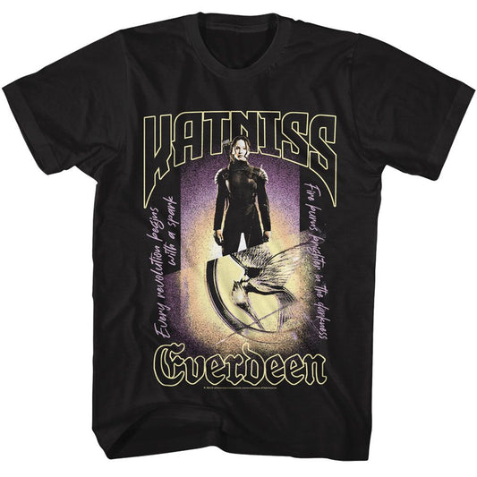 Hunger Games - Katniss Everdeen - American Classics - Solid Black Adult Short Sleeve T-Shirt