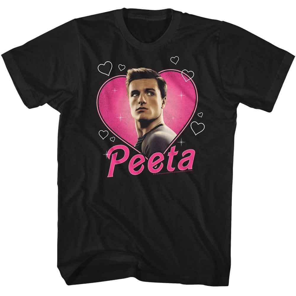 Hunger Games - Peeta Heartthrob - American Classics - Solid Black Adult Short Sleeve T-Shirt