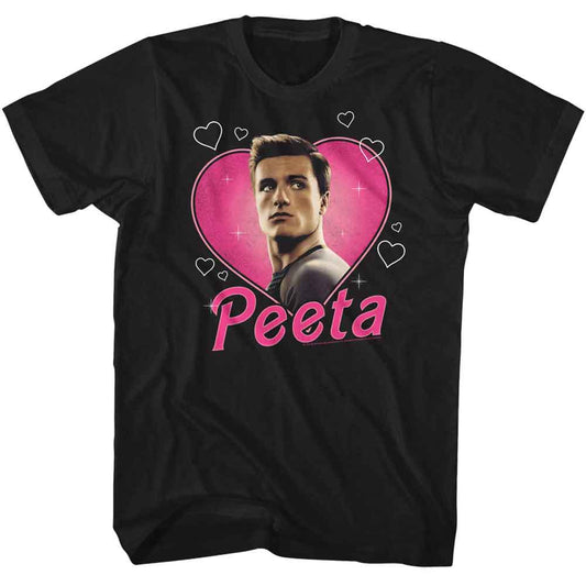 Hunger Games - Peeta Heartthrob - American Classics - Solid Black Adult Short Sleeve T-Shirt