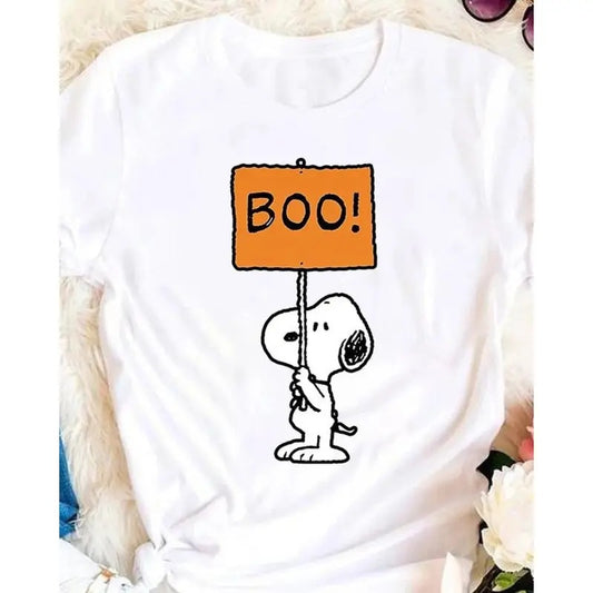 Halloween Boo Relaxed Fit T-Shirt, Snoopy "Boo!" Halloween Tshirt | Peanuts Tee | Cute Graphic Shirt
