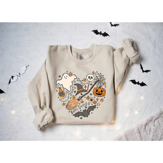 Halloween Doodles Hearth Shirt Gift For Halloween Moms, Cute Halloween Tshirt, Halloween Sweatshirt, Pumpkin Sweatshirt