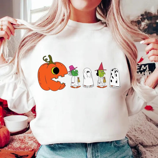 Halloween Pacman Pumpkin Chasing Ghost Shirt Pumpkin Ghost Pacman Shirt Funny Halloween Shirt Spooky Season Shirt Halloween Shirt