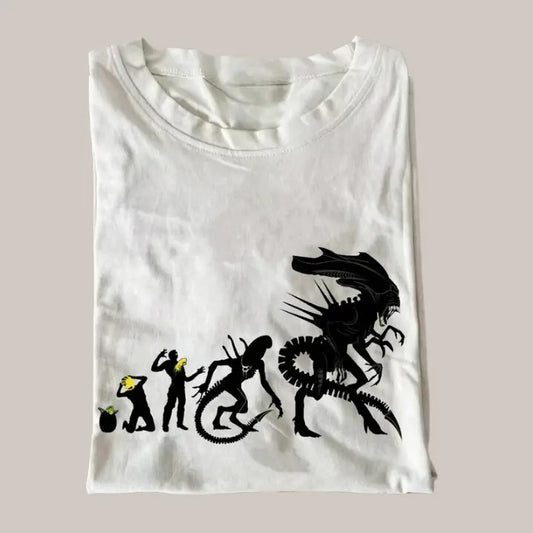 Halloween Vintage Tees, Alien Evolution T-shirt, Horror Movie Shirt, Unisex Funny Halloween Shirt Menswear Womenswear Streetwear