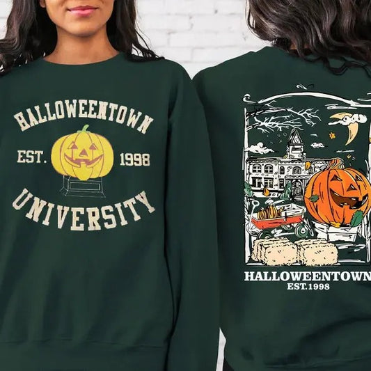 Halloweentown Est 1998 Back and Front Sweatshirt, Halloween Funny Shirt,  Halloweentown Est 1998 Sweatshirt, Halloweentown University, Retro Halloweentown Sweatshirt, Fall Sweatshirt, Halloween Sweatshirt, Funny Halloween Shirt, Halloween for women