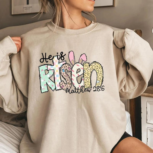 He Is Risen Easter Sweatshirt, Jesus Easter Tee Shirt, Bible Verse Easter Sweater, Easter Bunny Shirt, Happy Easter Shirt