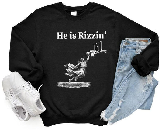 He is Rizzin' Sweatshirt, Jesus Playing Basketball Sweater, Funny He Is Risen Sweatshirt, Humor Easter Gift, Adult Easter  T-shirt, sweater and Hoodie