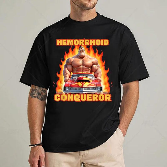 Hemorrhoid Conqueror Funny Meme T-Shirt Unisex Graphic Tees Y2k Style Clothes Streetwear