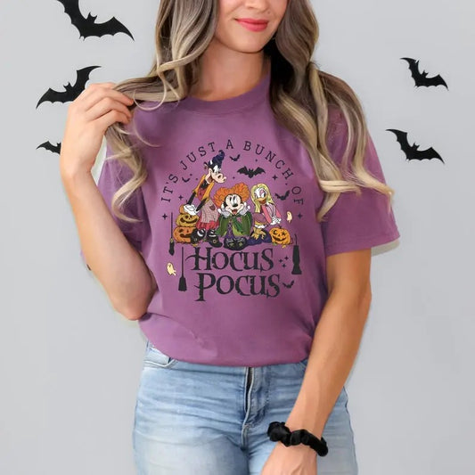 Hocus Pocus Shirt, It's Just A Bunch Of Hocus Pocus Shirt, Halloween Women's Shirt, Sanderson Sister Shirt, Gift for Her, Unisex Cotton Shirt For Men And Women