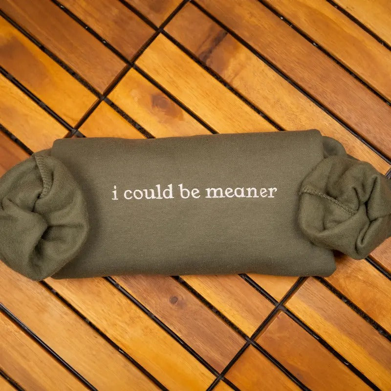 I Could Be Meaner Embroidered Sweatshirt, Spicy Attitude Crewneck, Funny Sarcastic Sweater, Confident Friend Gift, Sassy Parent Shirt