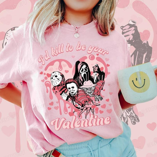 I Kill To Be Your Valentine Creepy Shirt, Valentine Horror Characters Shirt, Cute Valentine Sweatshirt, Valentine Matching Shirt, Valentine Shirt For Horror Fan, Horror Movie Valentine Shirt