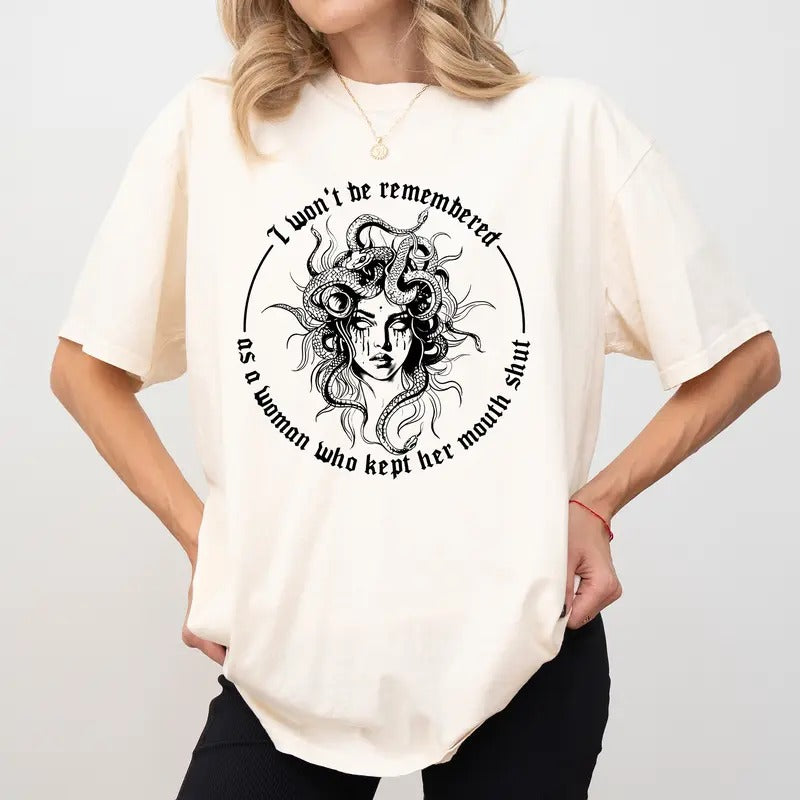 I Won't Be Remembered As a Woman Who Kept Her Mouth Shut Comfort Colors Shirt, Women Graphic Tee, Retro Feminist T-shirt, Funny Sarcastic Womenswear