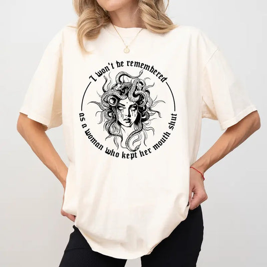 I Won't Be Remembered As a Woman Who Kept Her Mouth Shut Comfort Colors Shirt, Women Graphic Tee, Retro Feminist T-shirt, Funny Sarcastic Womenswear