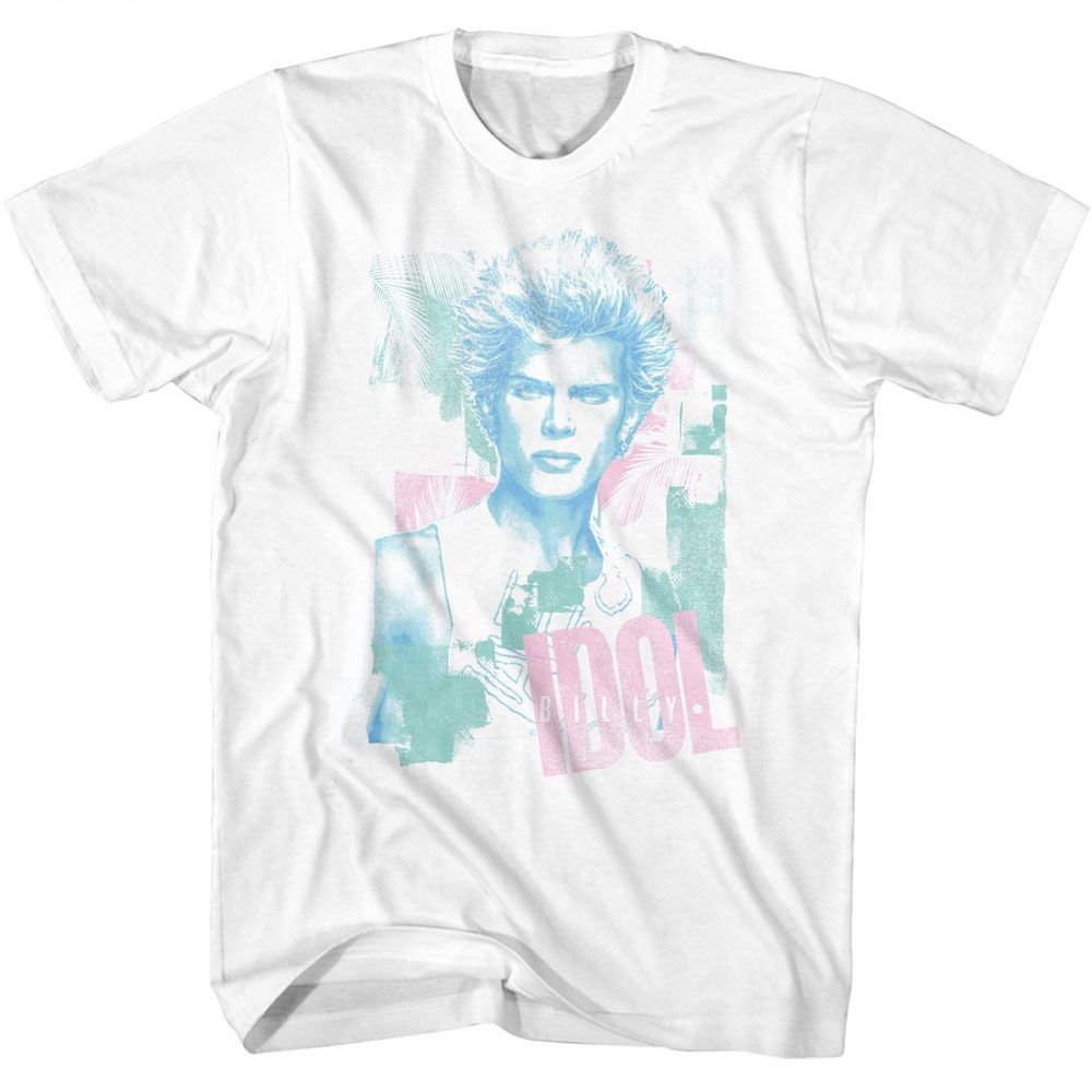 Billy Idol - Pastel Billy - American Classics - Solid White Adult Short Sleeve T-Shirt