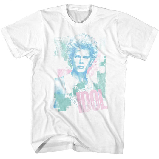 Billy Idol - Pastel Billy - American Classics - Solid White Adult Short Sleeve T-Shirt