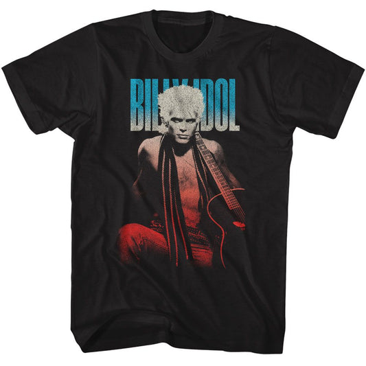 Billy Idol - Patriotic Gradient - American Classics - Solid Black Adult Short Sleeve T-Shirt