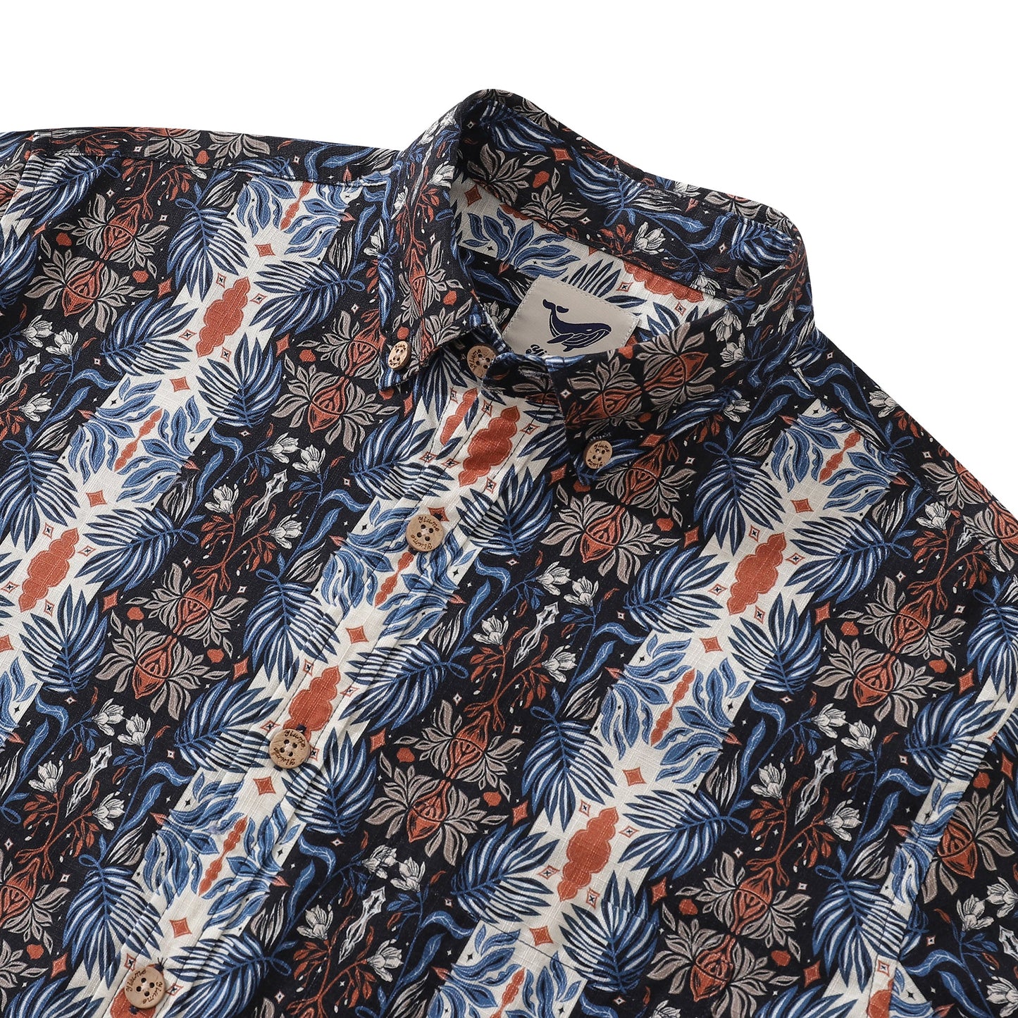 Men's Vintage Hawaiian Shirt Blue Horizon Cotton Button-down Long Sleeve Aloha Shirt Blue Horizon By Sara