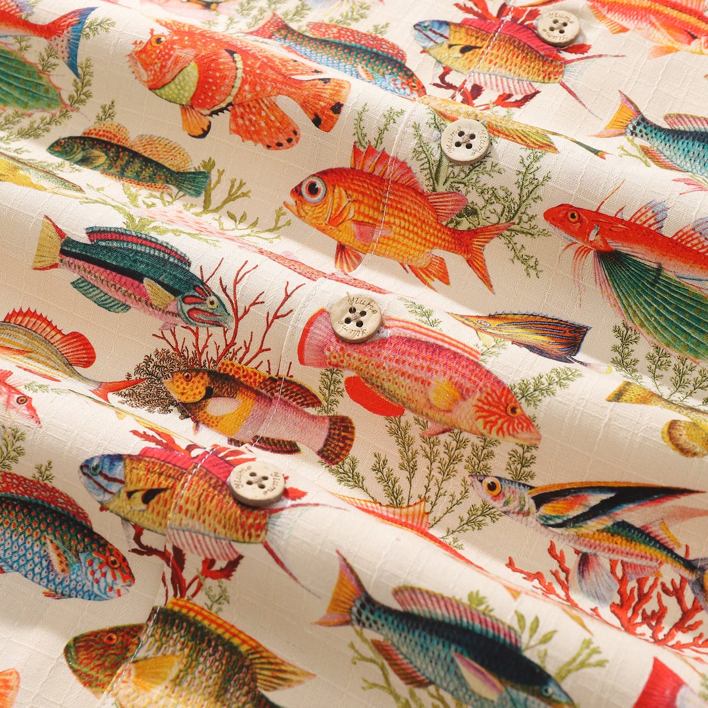 100% Silk Men's Hawaiian Shirt Sea Ocean Fish Print Camp collar Short Sleeve Aloha Shirt - Silk Sea Ocean Fish (silk)