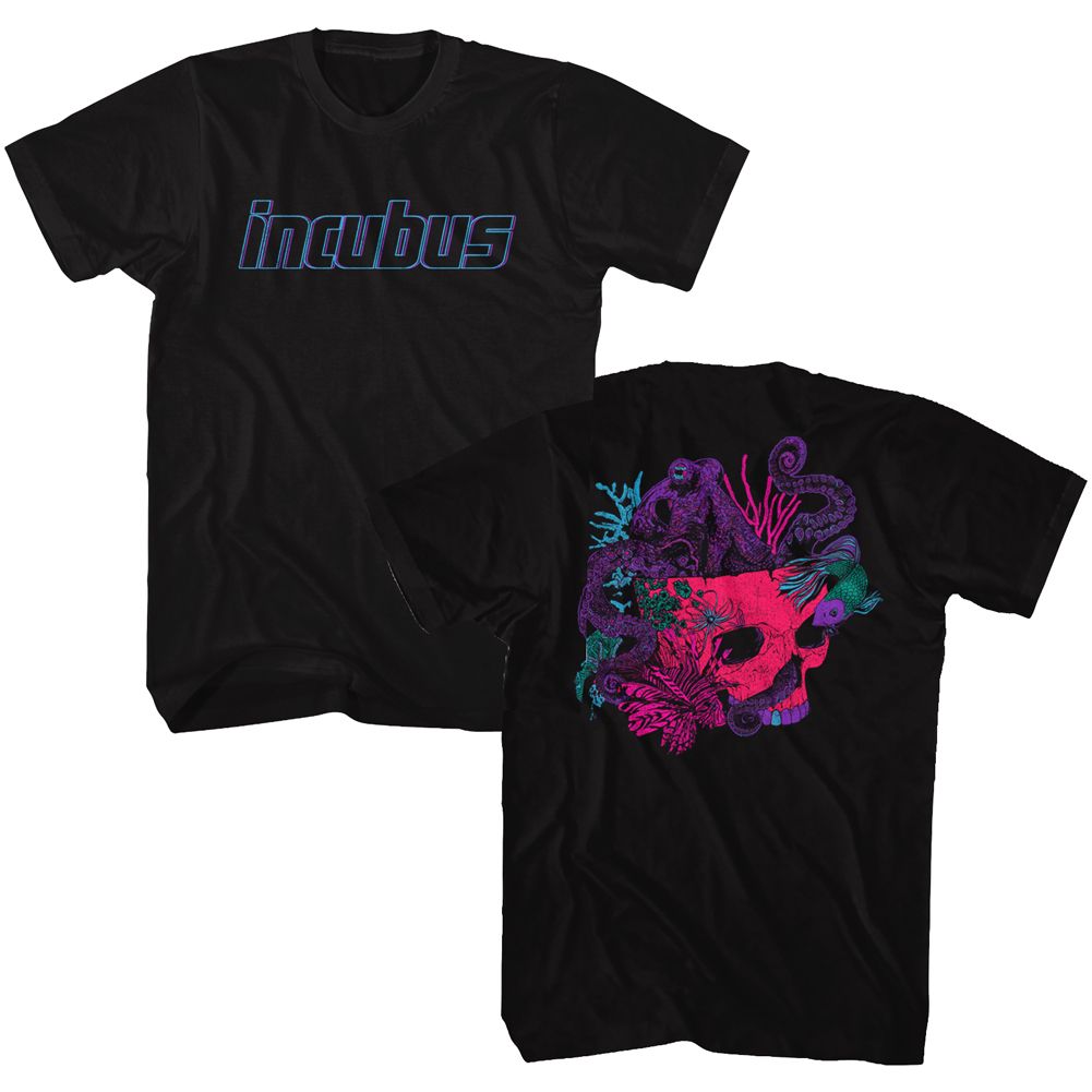 Incubus - Octopus Skull - American Classics - Solid Black Adult Short Sleeve T-Shirt