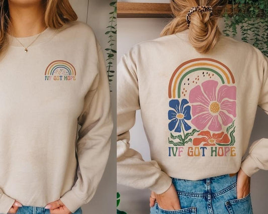 IVF Got Hope Sweatshirt IVf Transfer Sweater for couple Infertility Egg Retrieval Crewneck IVF Transfer Day Hoodie and Sweater; T-shirt Cotton Womenswear