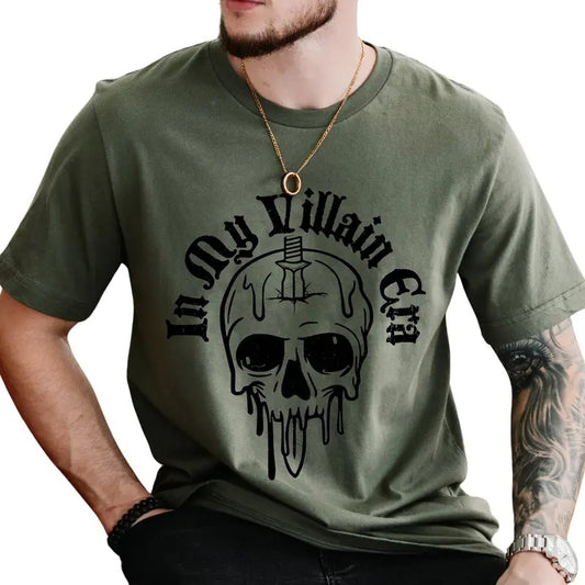 In My Villain Era Tee, Creepy Skull Shirt, Dark Romance Book Shirt, Aesthetic Book Lover T-shirt, Spicy Book Lover Shirt, BookTok, Comfy Fabric Graphic Tee, Women's Top, Gift For Him, Soft Cotton Fabric Relaxed Fit Style