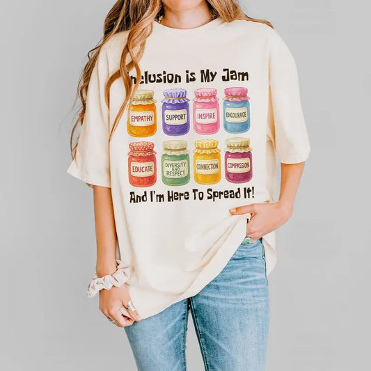 Inclusion Is My Jam SPED Teacher T-Shirt, Special Education Graphic Tee, Empathy & Diversity Shirt for Educators, Inspirational Gift for SPED Teachers