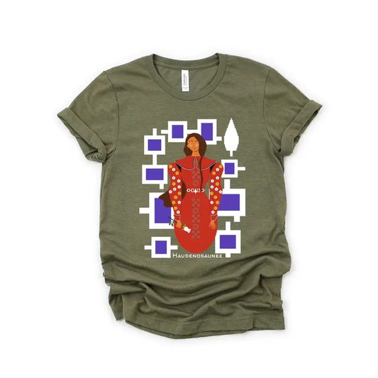 Iroquois Woman T-Shirt, Hiawatha Belt Native American Style Sweatshirt, Unisex Jersey Short Sleeve Tee, Indian Women's Shirt