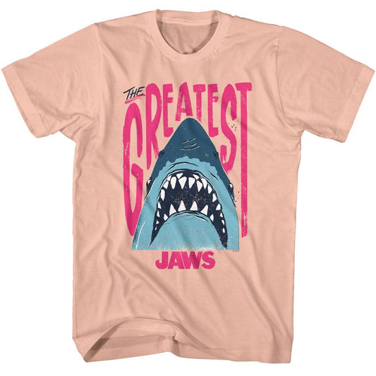 Jaws - The Greatest - American Classics - Solid Orange Adult Short Sleeve T-Shirt