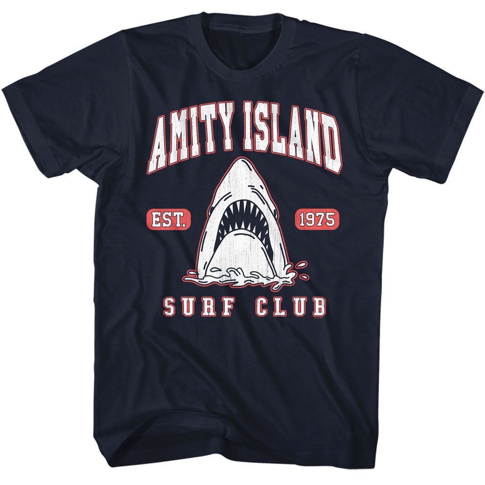 Jaws - Surf Club Collegiate - American Classics - Solid Blue Adult Short Sleeve T-Shirt