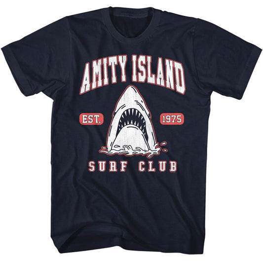 Jaws - Surf Club Collegiate - American Classics - Solid Blue Adult Short Sleeve T-Shirt