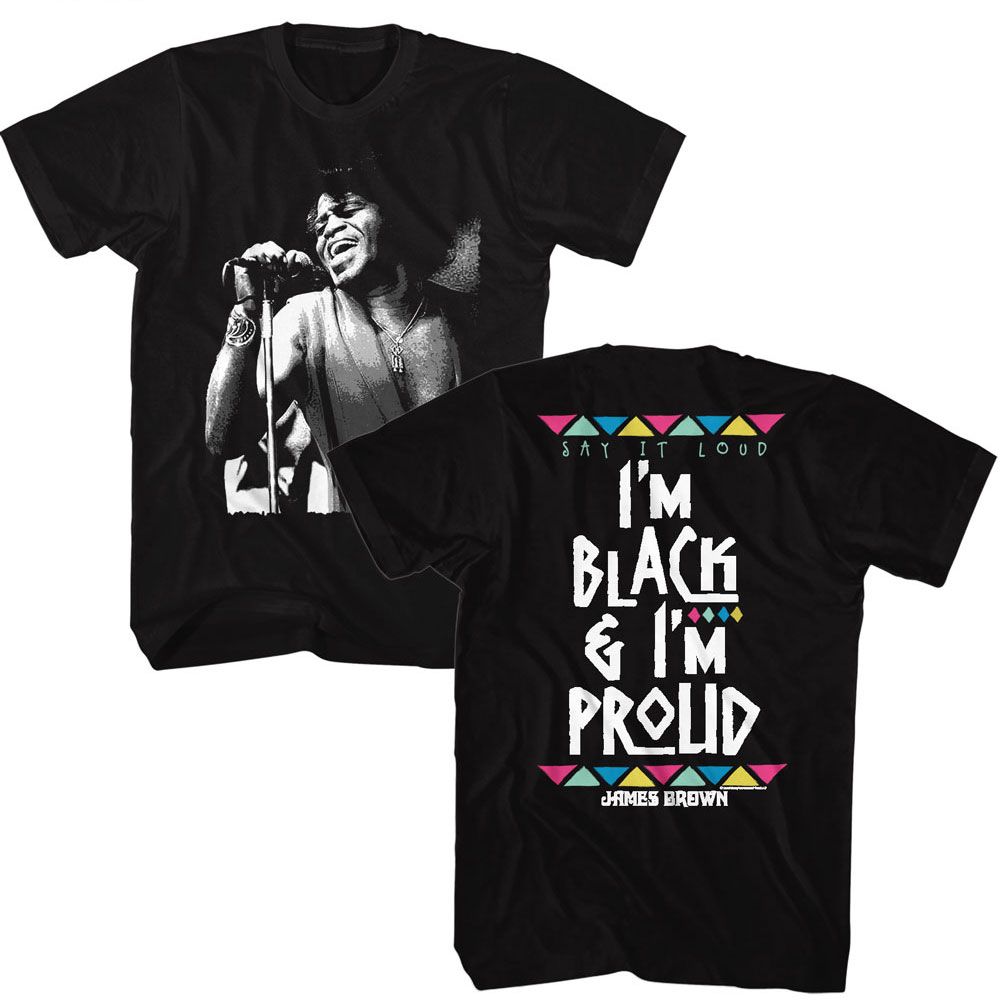 James Brown - Black And Proud - American Classics - Solid Black Adult Short Sleeve T-Shirt