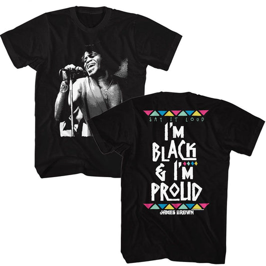 James Brown - Black And Proud - American Classics - Solid Black Adult Short Sleeve T-Shirt
