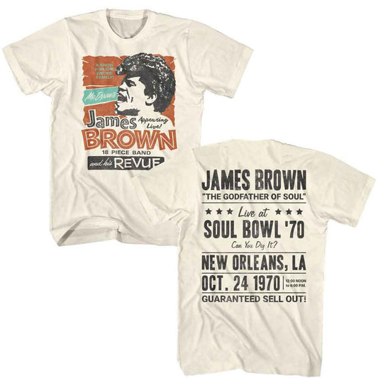 James Brown - 1970 Revue - American Classics - Natural 2-Sided Adult Short Sleeve T-Shirt