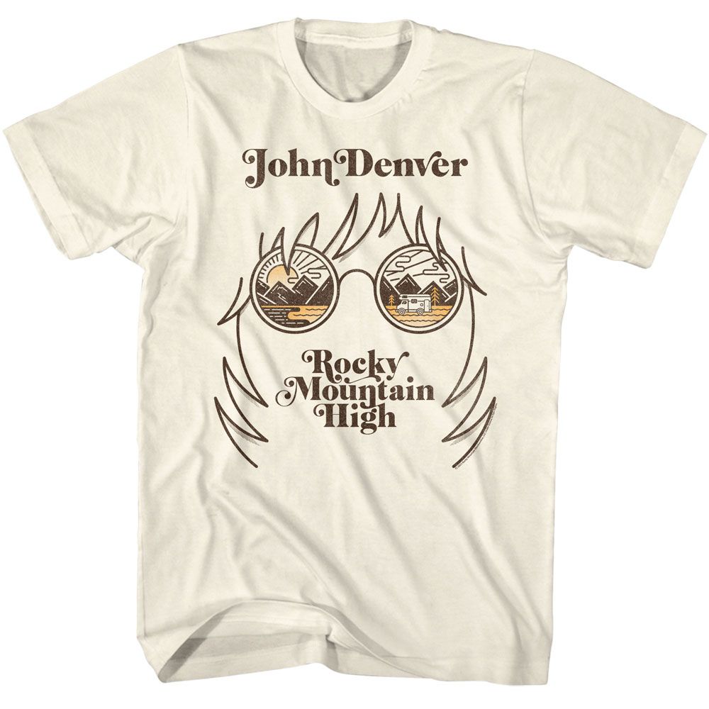 John Denver - Landscape Glasses - American Classics - Solid Off-White Adult Short Sleeve T-Shirt
