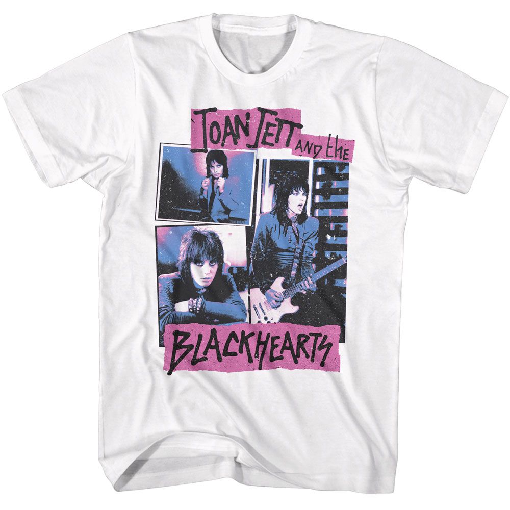 Joan Jett - Collage Y - American Classics - Solid White Adult Short Sleeve T-Shirt