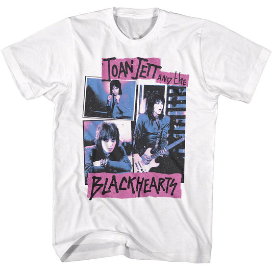 Joan Jett - Collage Y - American Classics - Solid White Adult Short Sleeve T-Shirt