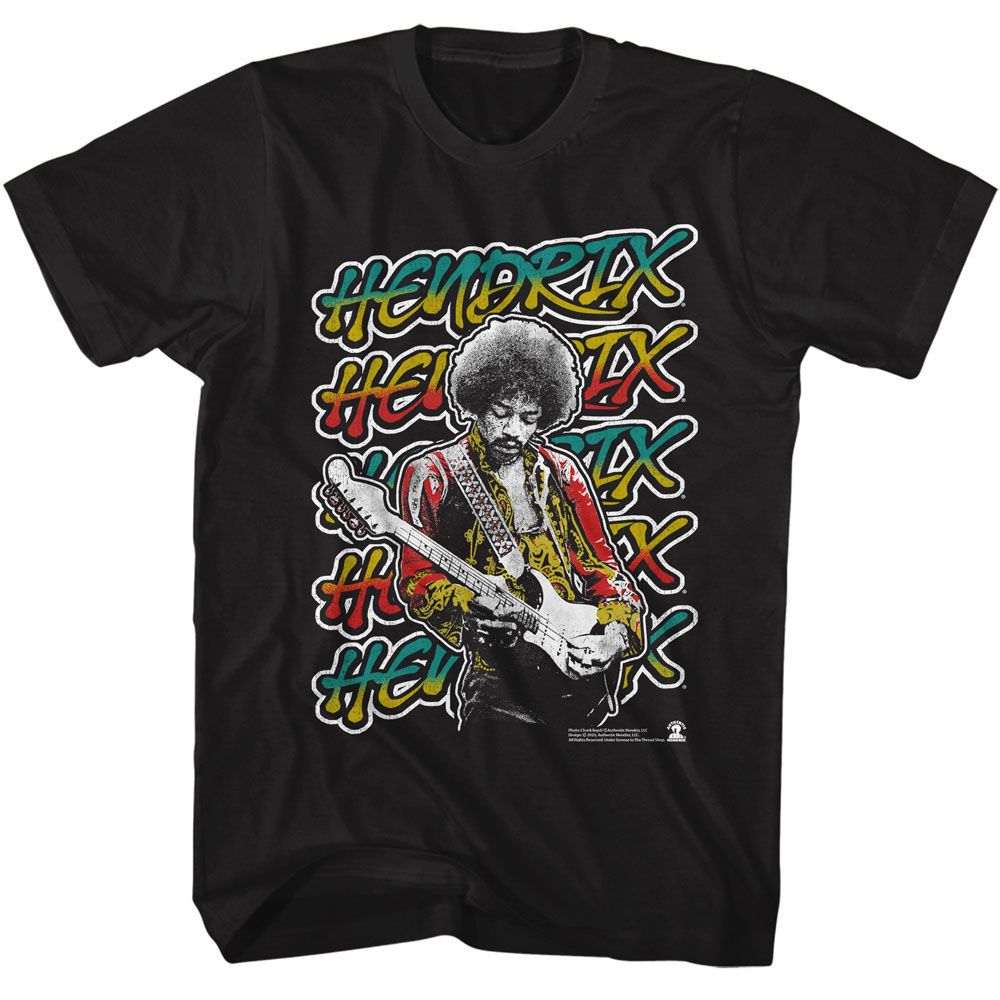 Jimi Hendrix - Bold As Jimi - American Classics - Solid Black Adult Short Sleeve T-Shirt