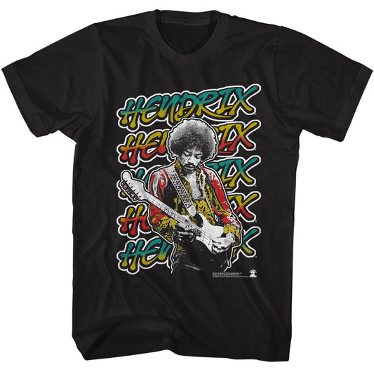 Jimi Hendrix - Bold As Jimi - American Classics - Solid Black Adult Short Sleeve T-Shirt
