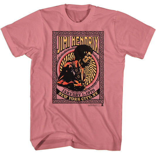 Jimi Hendrix - Elaborate Frame - American Classics - Solid Pink Adult Short Sleeve T-Shirt