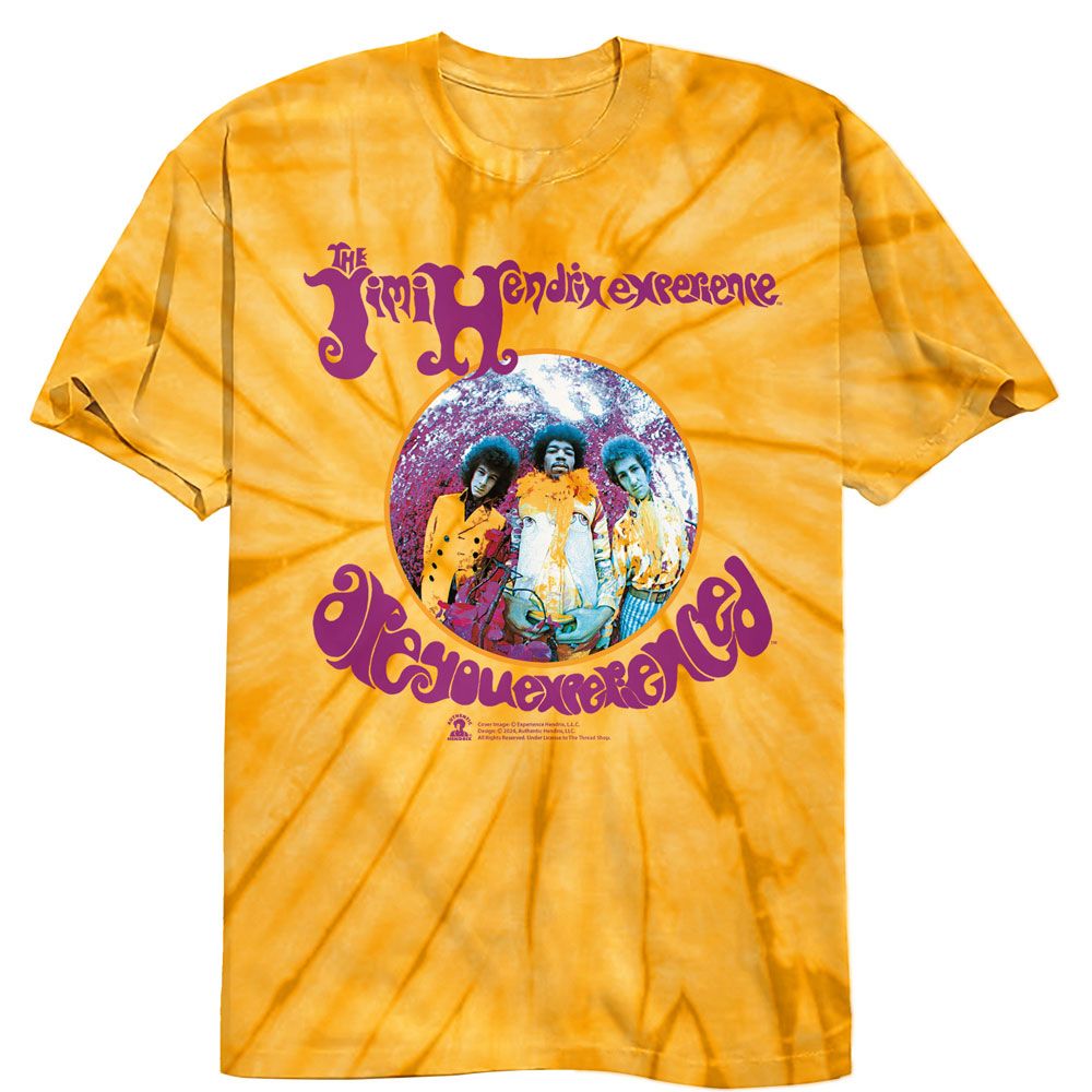 Jimi Hendrix - Are You Experienced - American Classics - Heather Yellow Adult Short Sleeve Tie Dye T-Shirt