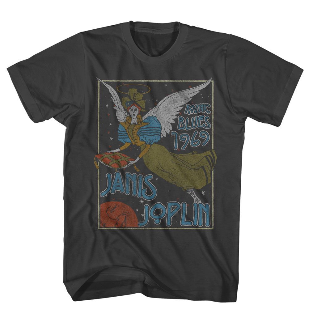 Janis Joplin - Noveau Angel - American Classics - Solid Gray Adult Short Sleeve T-Shirt