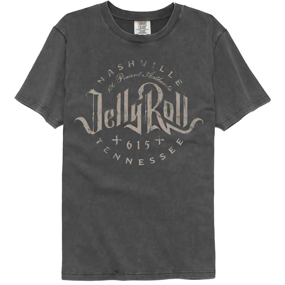 Jelly Roll - Nashville TN - American Classics - Gray Solid Adult Short Sleeve Comfort Color T-Shirt
