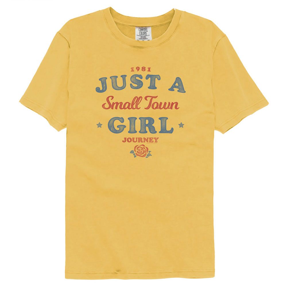 Journey - Small Town Girl - American Classics - Solid Yellow Adult Short Sleeve Comfort Color T-Shirt