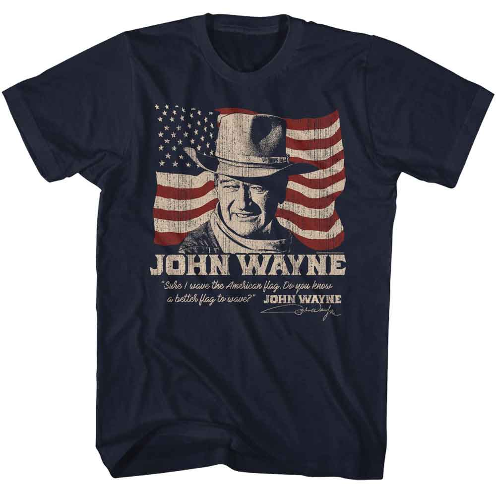 John Wayne - Better Flag - American Classics - Solid Blue Adult Short Sleeve T-Shirt
