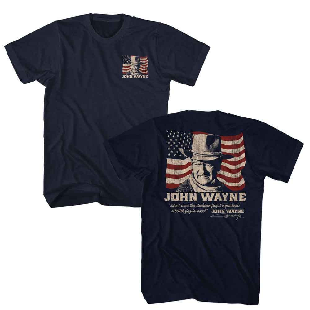John Wayne - Better Flag 2 - American Classics - Solid Blue Adult Short Sleeve T-Shirt