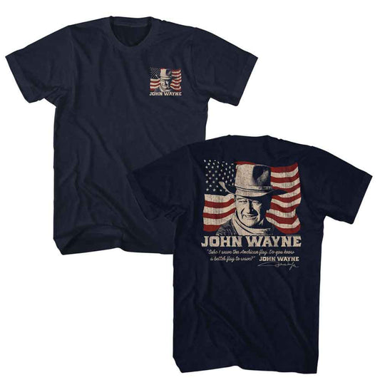 John Wayne - Better Flag 2 - American Classics - Solid Blue Adult Short Sleeve T-Shirt
