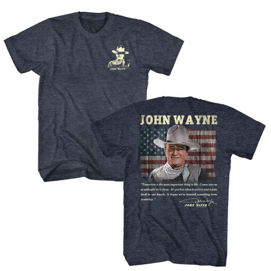 John Wayne - Tomorrow Quote - American Classics - Heather Blue Adult Short Sleeve T-Shirt