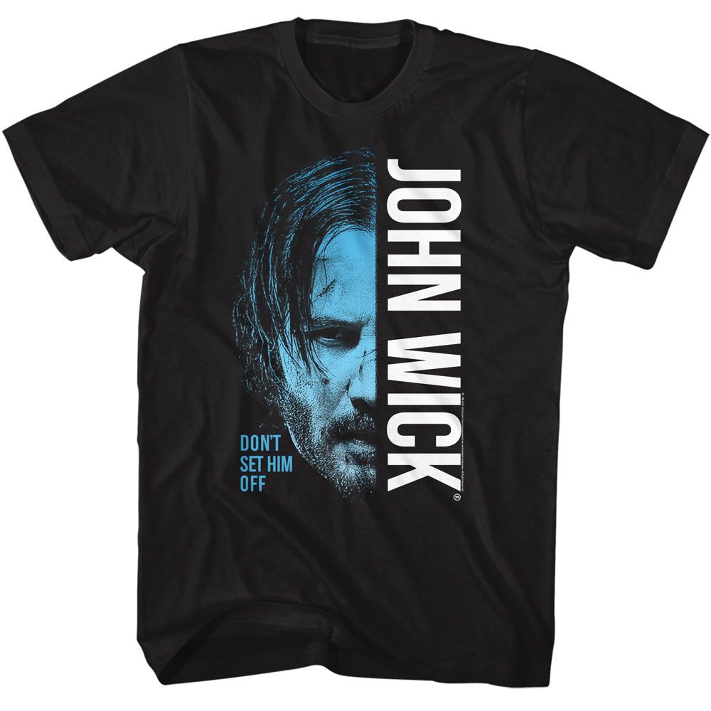 John Wick - Half Face - American Classics - Solid Black Adult Short Sleeve T-Shirt