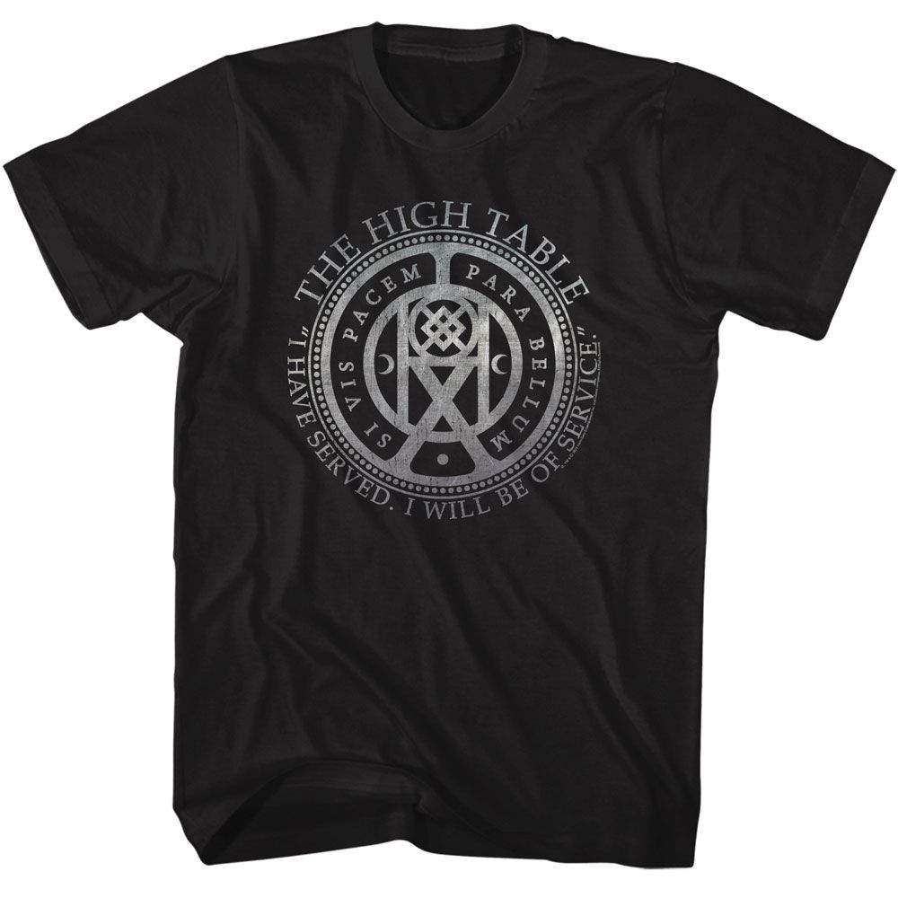 John Wick - High Table Coin Symbol - American Classics - Solid Black Adult Short Sleeve T-Shirt
