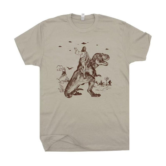 Jesus Riding Dinosaur T-Shirt, Funny T-Shirts Sweatshirt, Gift for Women